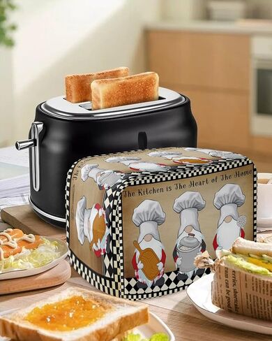 Toaster Dust Cover for Kitchen 4 Slice, The Chef Gnome Kitchen Retro Black Buffalo Plaid Bread Maker Covers Toasters for Fingerprint Protector Washable Small Appliance Covers Accessories (12x11x8in) in Kuwait