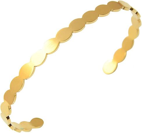 18K Gold Plated Weave Open Cuff Bracelet, 5MM Oval Bracelet for Women Simple Gold Bangle Bracelets for Girls Wrap Teen Girl Gifts Gold (Gold) in Saudi Arabia