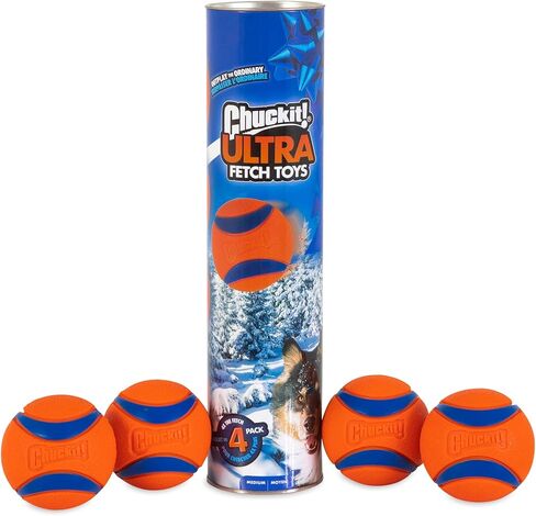 Chuckit! Ultra Rubber Dog Balls 4 Pack | Dog Balls Indestructible Dog Toys Indestructible Dog Ball Compatible with Chuck It Dog Ball Launcher 18M Tennis Ball Launcher | Dog Toy Balls for Dogs Medium in Kuwait
