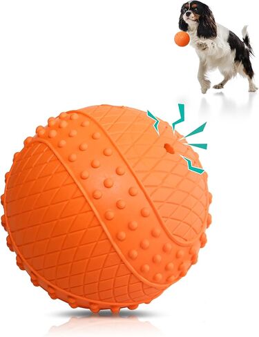 كرة كلب تصدر صوتًا غير قابلة للتدمير من بيتبوبي - لعبة مضغ تفاعلية للمضغ العدواني، مقاومة للماء في الهواء الطلق، لعبة للكلاب من المطاط الطبيعي، تنظف الأسنان، وتخفف القلق للكلاب المتوسطة الصغيرة، برتقالية in Kuwait