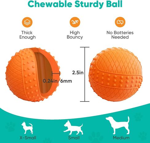 كرة كلب تصدر صوتًا غير قابلة للتدمير من بيتبوبي - لعبة مضغ تفاعلية للمضغ العدواني، مقاومة للماء في الهواء الطلق، لعبة للكلاب من المطاط الطبيعي، تنظف الأسنان، وتخفف القلق للكلاب المتوسطة الصغيرة، برتقالية in Kuwait