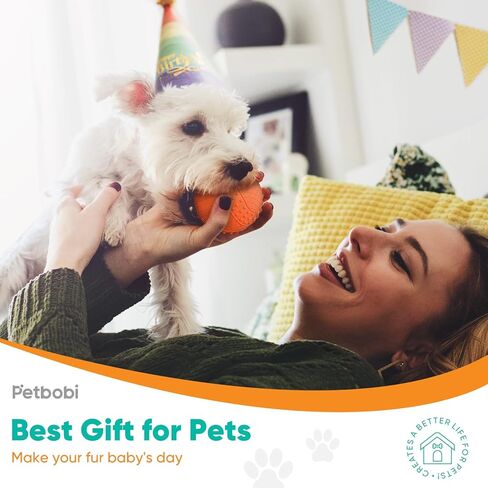 كرة كلب تصدر صوتًا غير قابلة للتدمير من بيتبوبي - لعبة مضغ تفاعلية للمضغ العدواني، مقاومة للماء في الهواء الطلق، لعبة للكلاب من المطاط الطبيعي، تنظف الأسنان، وتخفف القلق للكلاب المتوسطة الصغيرة، برتقالية in Kuwait