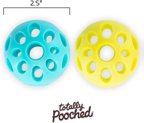 Messy Mutts Totally Pooched Huff'n Puff Ball | 2.5" TPR Puzzle Ball for Dogs | 2-in-1 Durable Interactive Toy and Tooth Cleaner | Green in Kuwait