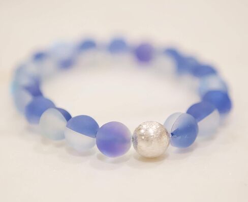 Sky Blue Mermaid Glass Bead & Silver-Plated Bracelet in Saudi Arabia