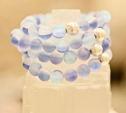 Sky Blue Mermaid Glass Bead & Silver-Plated Bracelet in Saudi Arabia