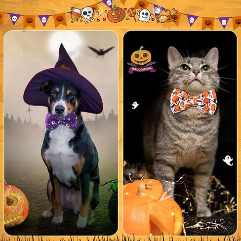 60 Pcs Halloween Dog Collar Bow Ties Bulk Pumpkin Dog Bowtie Halloween Detachable Attachment Puppy Bows for Small Medium Large Dogs Cat Grooming Supplies in Saudi Arabia