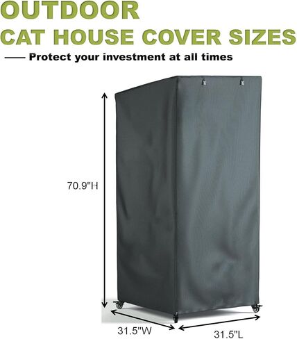 Outdoor Cat House Cover, Extremely Waterproof Feral Cattery Cat Cover, Cat Enclosure Cover, 600 D Heavy Duty Rain Sheet , (Cover only) (Grey) in Saudi Arabia
