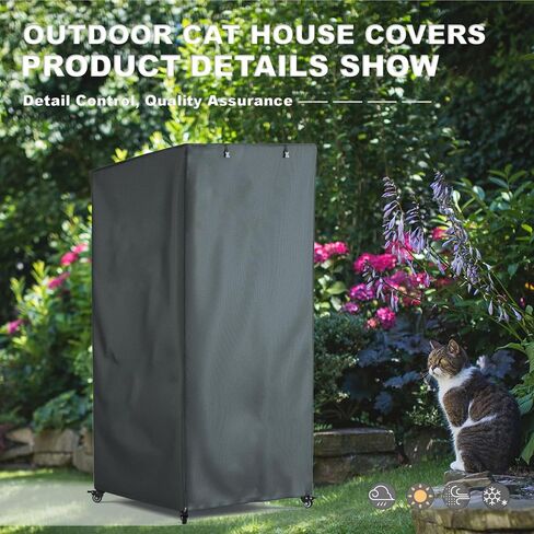 Outdoor Cat House Cover, Extremely Waterproof Feral Cattery Cat Cover, Cat Enclosure Cover, 600 D Heavy Duty Rain Sheet , (Cover only) (Grey) in Saudi Arabia
