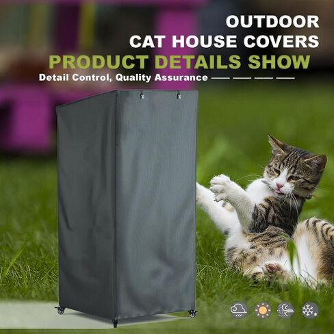 Outdoor Cat House Cover, Extremely Waterproof Feral Cattery Cat Cover, Cat Enclosure Cover, 600 D Heavy Duty Rain Sheet , (Cover only) (Grey) in Saudi Arabia