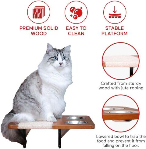 5 PC Modern Cat Wall Shelves, Sturdy Cat Wall Furniture, Cat Shelves for Wall, Cat Hammock Bed, Cat Climbing Steps, Elevated Cat Feeding Shelf, Wall Mounted Cat Furniture Cat Scratching Post in Saudi Arabia