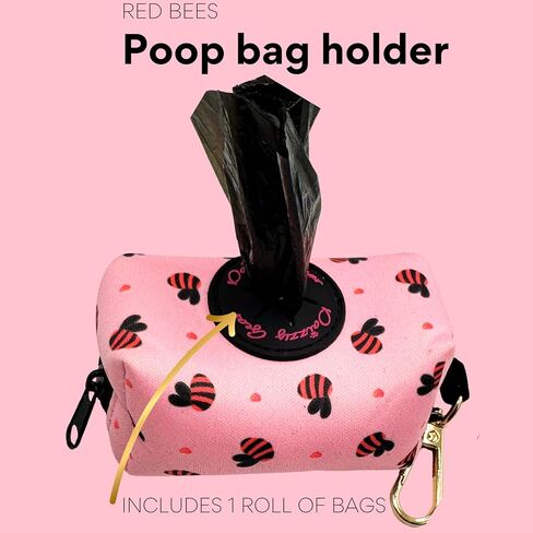 Cute Dog Poop Bag Holder, Neoprene Dog Waste Carrier, Soft Pink Leak Proof Pet Poop Holder, Portable Poop Bag with Dispenser Zippered Pouch,Premium Accessories for Dog Leashes (Pink) in Saudi Arabia