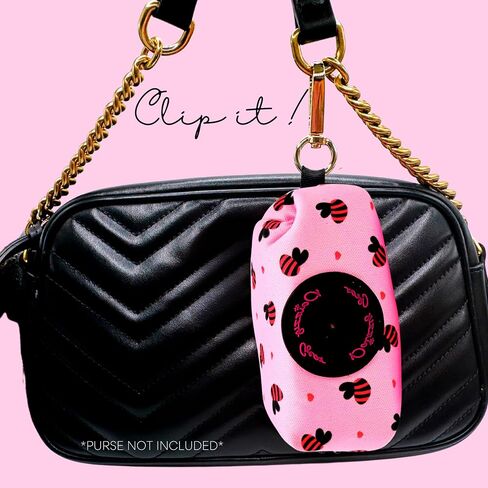 Cute Dog Poop Bag Holder, Neoprene Dog Waste Carrier, Soft Pink Leak Proof Pet Poop Holder, Portable Poop Bag with Dispenser Zippered Pouch,Premium Accessories for Dog Leashes (Pink) in Saudi Arabia