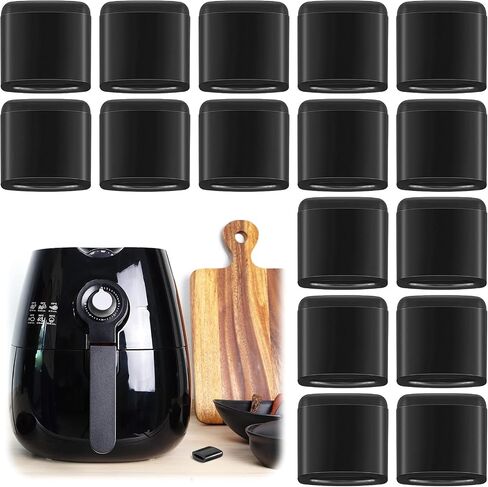 16 Pieces Air Fryer Rubber Bumpers Black Air Fryer Tray Rubber Feet Replacement Parts Silicone Accessories Rubber Non-Scratch Protective Covers for Air Fryer Grill Pan (0.43 x 0.43 x 0.18 Inch) in Saudi Arabia