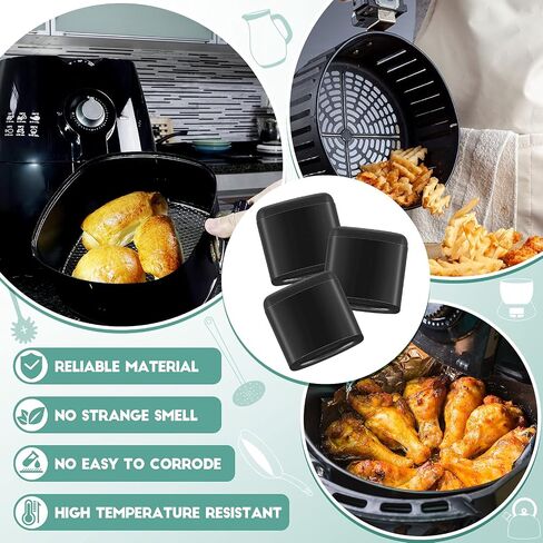 16 Pieces Air Fryer Rubber Bumpers Black Air Fryer Tray Rubber Feet Replacement Parts Silicone Accessories Rubber Non-Scratch Protective Covers for Air Fryer Grill Pan (0.43 x 0.43 x 0.18 Inch) in Saudi Arabia