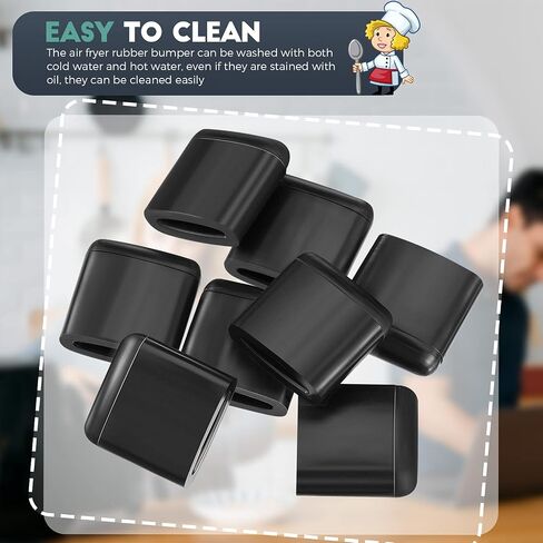 16 Pieces Air Fryer Rubber Bumpers Black Air Fryer Tray Rubber Feet Replacement Parts Silicone Accessories Rubber Non-Scratch Protective Covers for Air Fryer Grill Pan (0.43 x 0.43 x 0.18 Inch) in Saudi Arabia