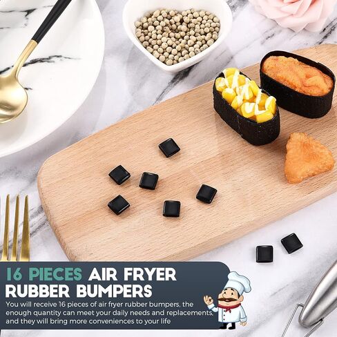 16 Pieces Air Fryer Rubber Bumpers Black Air Fryer Tray Rubber Feet Replacement Parts Silicone Accessories Rubber Non-Scratch Protective Covers for Air Fryer Grill Pan (0.43 x 0.43 x 0.18 Inch) in Saudi Arabia
