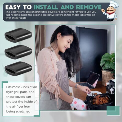 16 Pieces Air Fryer Rubber Bumpers Black Air Fryer Tray Rubber Feet Replacement Parts Silicone Accessories Rubber Non-Scratch Protective Covers for Air Fryer Grill Pan (0.43 x 0.43 x 0.18 Inch) in Saudi Arabia