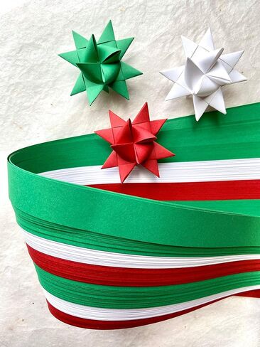 1/4" Red, Green, White Holiday~ Paper Strips for German, Froebel, Moravian Stars & Weaving in Saudi Arabia