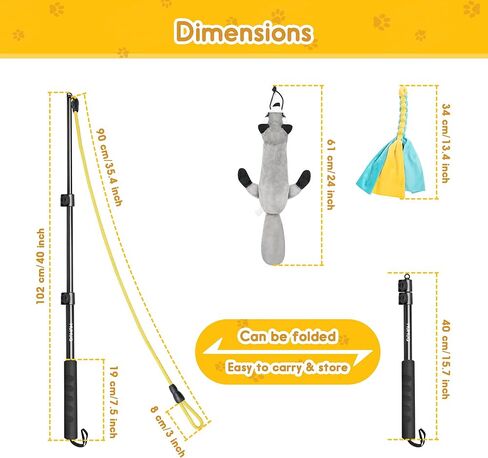 عصا مغازلة للكلاب، عصا مغازلة قابلة للسحب مع طعم، لعبة تفاعلية للكلاب للتدريب في الهواء الطلق، عصا مغازلة مقاس 40 بوصة للكلاب الصغيرة والمتوسطة والكبيرة in Kuwait