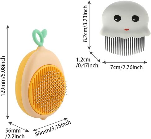 Pet Grooming Brush,Cat Brush + Flea Comb, 2 Pcs Pets Grooming Comb Kit, Cat Hair Cleaner Brush,Pet Grooming Slicker Brush,Self Cleaning Grooming Tools Remove Undercoat Shedding Hair Pets in Saudi Arabia