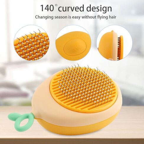 Pet Grooming Brush,Cat Brush + Flea Comb, 2 Pcs Pets Grooming Comb Kit, Cat Hair Cleaner Brush,Pet Grooming Slicker Brush,Self Cleaning Grooming Tools Remove Undercoat Shedding Hair Pets in Saudi Arabia