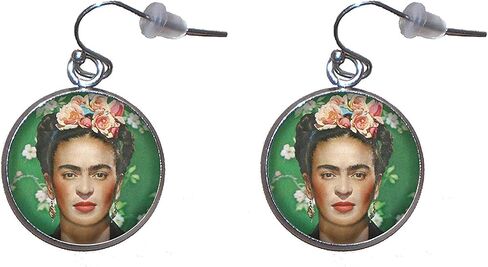 Stainless Steel Hanging Earrings, Diameter 20mm, Handmade,Illustration Frida Feminist in Saudi Arabia