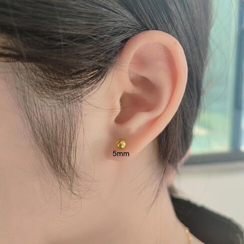 1Pairs Stud Earrings Set, Ball Earrings for Women 14K Gold Hypoallergenic Cartilage Earring 3mm Golden Earrings Stud for Tragus Cartilage Earlobe Piercing Jewelry Women Gift in Saudi Arabia