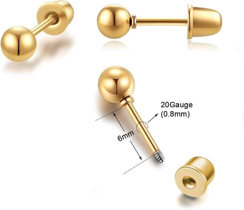1Pairs Stud Earrings Set, Ball Earrings for Women 14K Gold Hypoallergenic Cartilage Earring 3mm Golden Earrings Stud for Tragus Cartilage Earlobe Piercing Jewelry Women Gift in Saudi Arabia