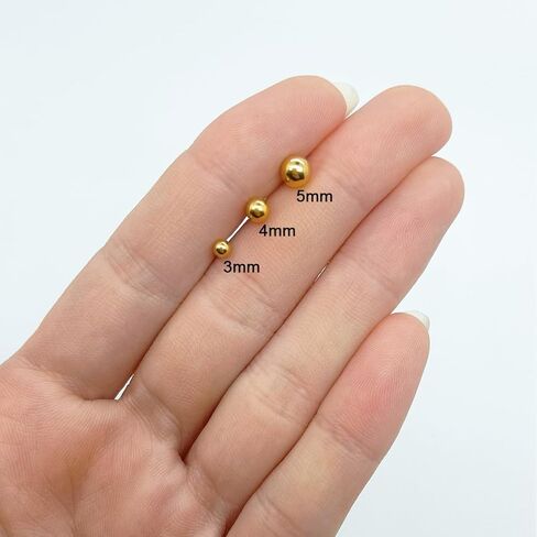 1Pairs Stud Earrings Set, Ball Earrings for Women 14K Gold Hypoallergenic Cartilage Earring 3mm Golden Earrings Stud for Tragus Cartilage Earlobe Piercing Jewelry Women Gift in Saudi Arabia