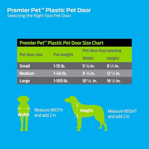 White Plastic Pet Door - Medium, Energy Efficient Magnetic Closure, Easy DIY Installation for Pets up to 40 lbs, Adjustable Fit for Various Door Types in Kuwait