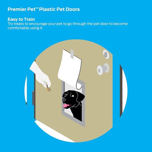 White Plastic Pet Door - Medium, Energy Efficient Magnetic Closure, Easy DIY Installation for Pets up to 40 lbs, Adjustable Fit for Various Door Types in Kuwait