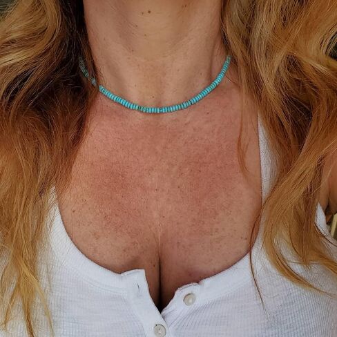 Dainty Natural Turquoise Beaded Choker (18 Inches) in Saudi Arabia