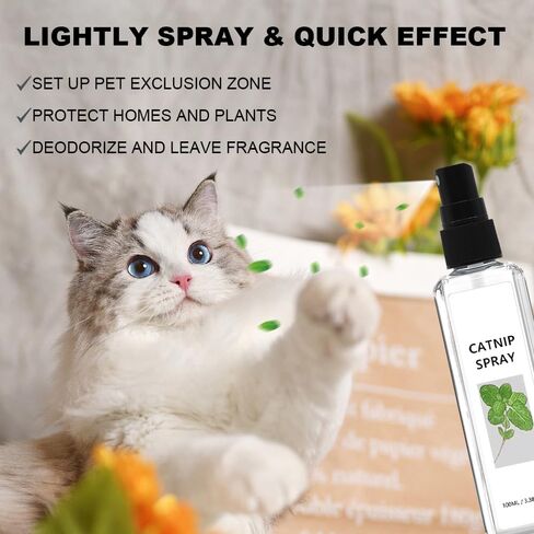HOURY Herbal Cat Joy Spray، رذاذ النعناع البري للقطط الداخلية، فرحة القطط العشبية، الحيوانات الأليفة العشبية لفرحة القطط، رذاذ تدريب القطط مع النعناع البري، تخفيف قلق القطط (100 مل) in Saudi Arabia