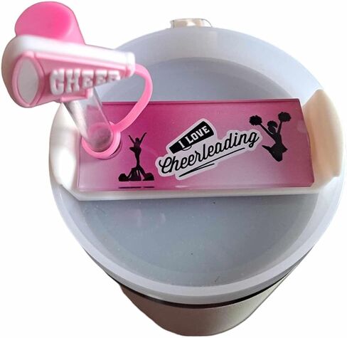 I Love Cheerleading Tumbler Lid Topper and Straw Topper Bundle Set - Tumbler Lid Topper for 40 oz Stanley Cup | Stanley Name Plate | Stanley Topper Plate, Stanley Toppers in Saudi Arabia
