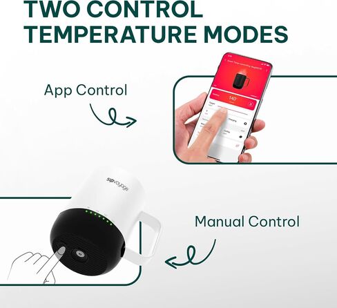 White 14oz IPX Heated Coffee Mug Rechargeable - Two Controls Self Heating Mug with LED Display & Lid, Temperature Control Mug Warmer Wireless, Smart Mug with Spoon, Electric Coffee Mug in Saudi Arabia