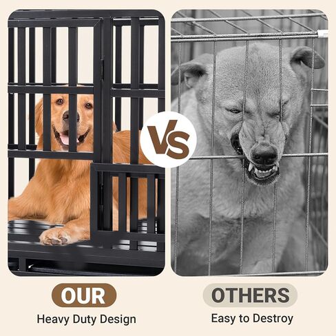 Heavy Duty Dog Crate, Escape Proof Dog Crate for Large/Extra Large Dogs, 52 Inch, Dog Kennel Indoor with Lockable Wheels, Indestructible Dog Crate with Removable Trays, High Anxiety Dog Crate in Saudi Arabia
