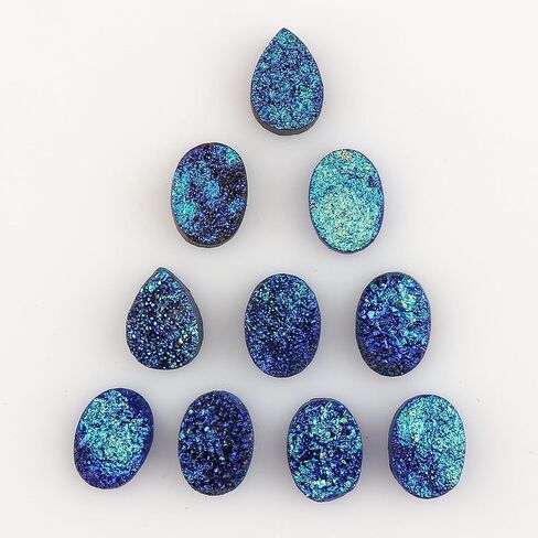 Wholesale 5pcs Natural Druzy Quartz Loose Gemstone Bulk Cabochons Jewelry Making Supply, Chakra Healing Polished Stones, Wire Wrapping, DIY, Gem Collection in Kuwait