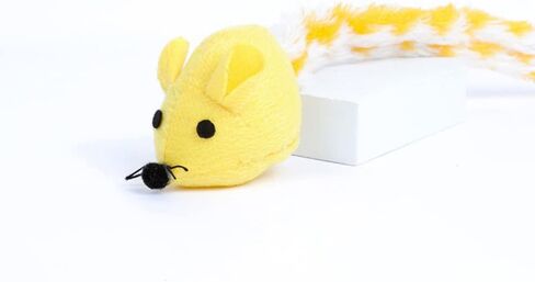 Plush Long Tail Mouse Built-in Catnip Colorful Self-Happy Funny Cat Interactive Chew Toys Cat Supplies Cat Toys Yellow in Saudi Arabia