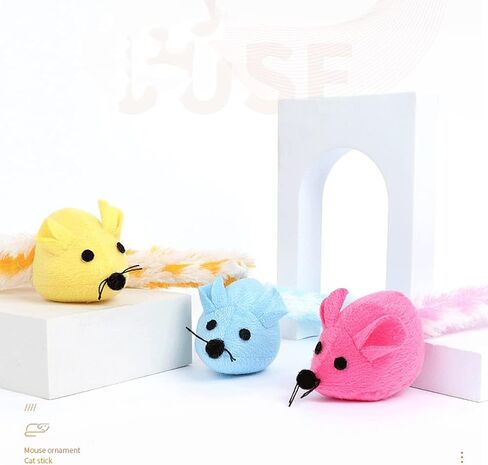 Plush Long Tail Mouse Built-in Catnip Colorful Self-Happy Funny Cat Interactive Chew Toys Cat Supplies Cat Toys Yellow in Saudi Arabia