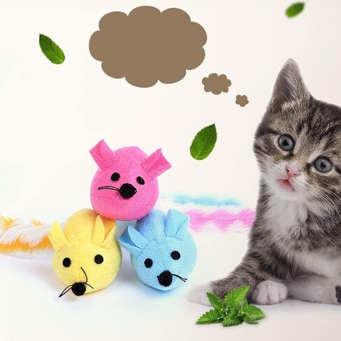 Plush Long Tail Mouse Built-in Catnip Colorful Self-Happy Funny Cat Interactive Chew Toys Cat Supplies Cat Toys Yellow in Saudi Arabia