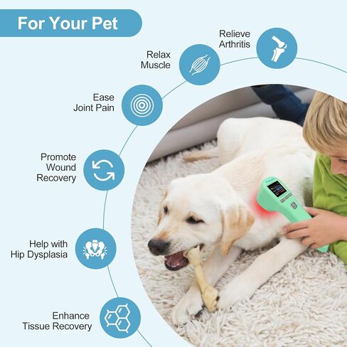Cold Laser Therapy for Dogs, 4x808nm+16x650nm, Portable Red Light Therapy Vet Device for Pain Relief, Cold Laser Therapy Device for Cat and Horse, Pet Laser Therapy, Handheld Laser Device Animal in Saudi Arabia