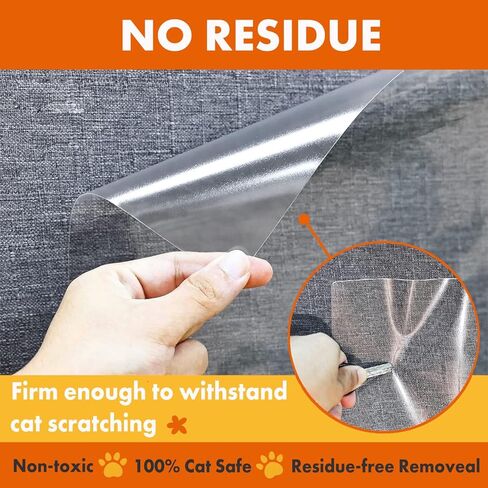 Anti Cat Scratch Furniture Protector: Double Sided Self-Adhesive Tape Furniture Guards Anti Cat Scratch for Sofa - Couch Protector for Dog, Keep Pet Off Couch | 12 Pack No Pins in Kuwait
