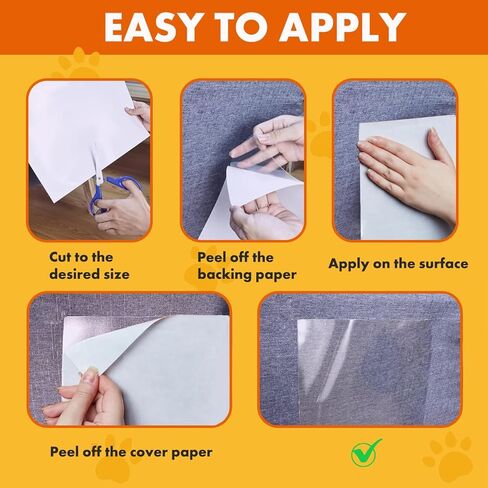 Anti Cat Scratch Furniture Protector: Double Sided Self-Adhesive Tape Furniture Guards Anti Cat Scratch for Sofa - Couch Protector for Dog, Keep Pet Off Couch | 12 Pack No Pins in Kuwait