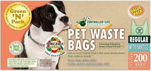 Green N Pack Dog Waste Litter Pick-Up Bags (Easy-Tie Handles), 200-Count in Saudi Arabia