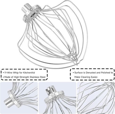 11-Wire Whip Attachment Suitable For Kit-chen-aid KN211WW Stand Mixer Fit 7 Quart Tilt-Head Lift Stand Mixer Whisk Attachment for Egg Heavy Cream Beater Whisk in Kuwait