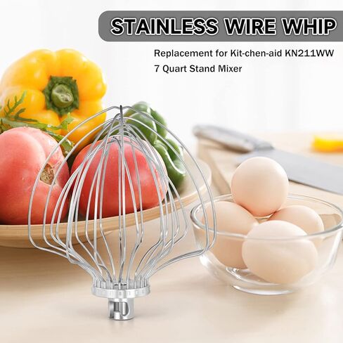 11-Wire Whip Attachment Suitable For Kit-chen-aid KN211WW Stand Mixer Fit 7 Quart Tilt-Head Lift Stand Mixer Whisk Attachment for Egg Heavy Cream Beater Whisk in Kuwait
