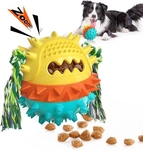HGB Squeaky Dog Toys for Aggressive Chewers, Tough Dog Chew Toys for Large Medium Dogs, Indestructible Dog Toy to Keep Them Busy, Treat Dispensing Dog Toys for Boredom & Enrichment (1 Pack Yellow) in Saudi Arabia