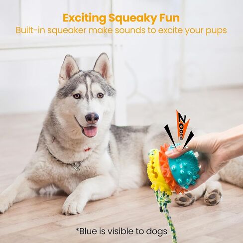 HGB Squeaky Dog Toys for Aggressive Chewers, Tough Dog Chew Toys for Large Medium Dogs, Indestructible Dog Toy to Keep Them Busy, Treat Dispensing Dog Toys for Boredom & Enrichment (1 Pack Yellow) in Saudi Arabia