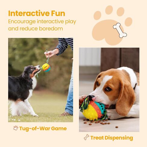 HGB Squeaky Dog Toys for Aggressive Chewers, Tough Dog Chew Toys for Large Medium Dogs, Indestructible Dog Toy to Keep Them Busy, Treat Dispensing Dog Toys for Boredom & Enrichment (1 Pack Yellow) in Saudi Arabia