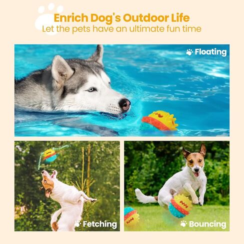 HGB Squeaky Dog Toys for Aggressive Chewers, Tough Dog Chew Toys for Large Medium Dogs, Indestructible Dog Toy to Keep Them Busy, Treat Dispensing Dog Toys for Boredom & Enrichment (1 Pack Yellow) in Saudi Arabia